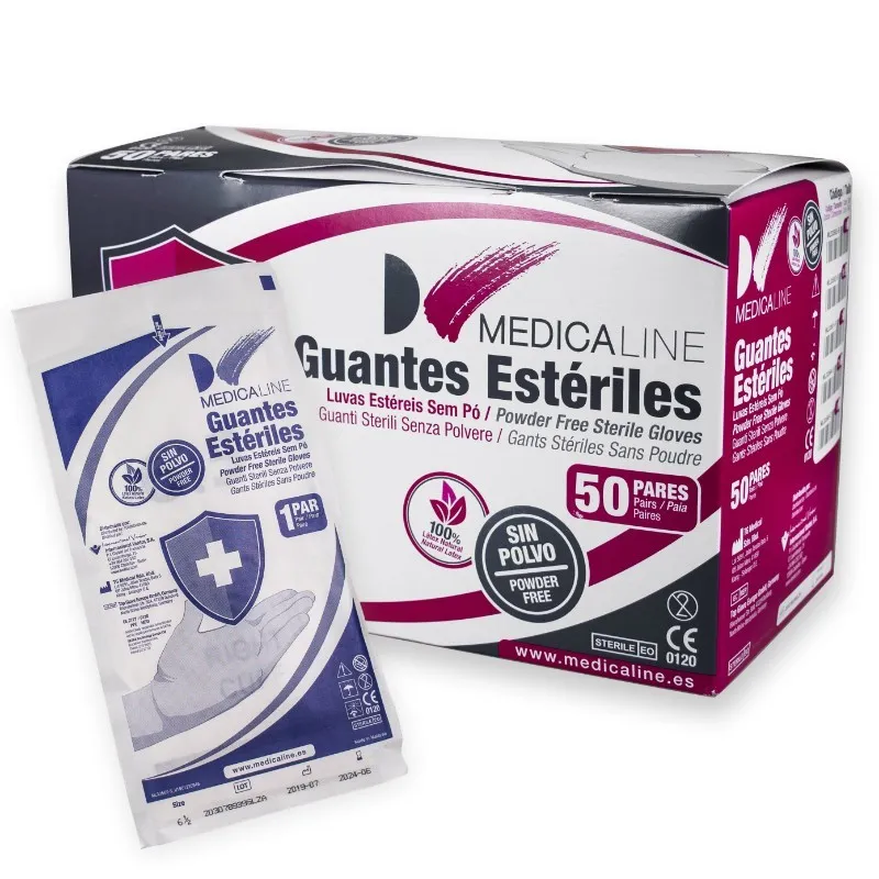 GUANTES ESTÉRILES MEDICALINE SIN POLVO TALLA 6.5