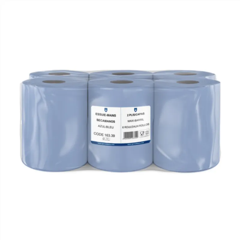 PAPEL SECAMANOS AZUL 6 BOBINAS DOBLE CAPA 19.9X135MT